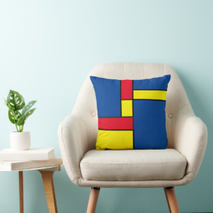 Modern Red, Blue and Yellow Geometric Cushion