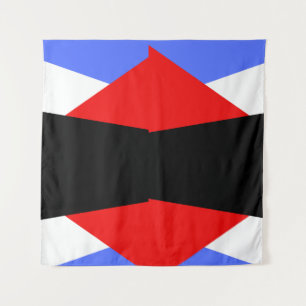 Modern Red & Blue & black & white colour block Tapestry