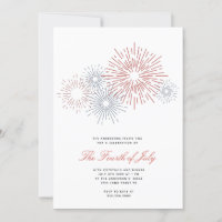 Modern Red & Blue Fireworks 4th of July Party BBQ
