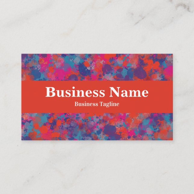 Modern Red, Blue & Pink Drops Abstract Design Business Card (Front)