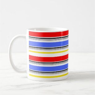 Modern  Red Blue White Stripes  Coffee Mug