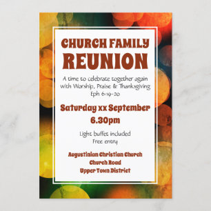Modern Red Bokeh CHURCH FAMILY REUNION Invitation