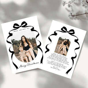 Modern Red Bow Photo Merry Christmas Arch Holiday Card