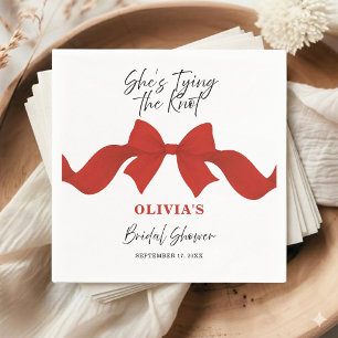 Modern Red Bow She's Tying the Knot Bridal Shower Napkin