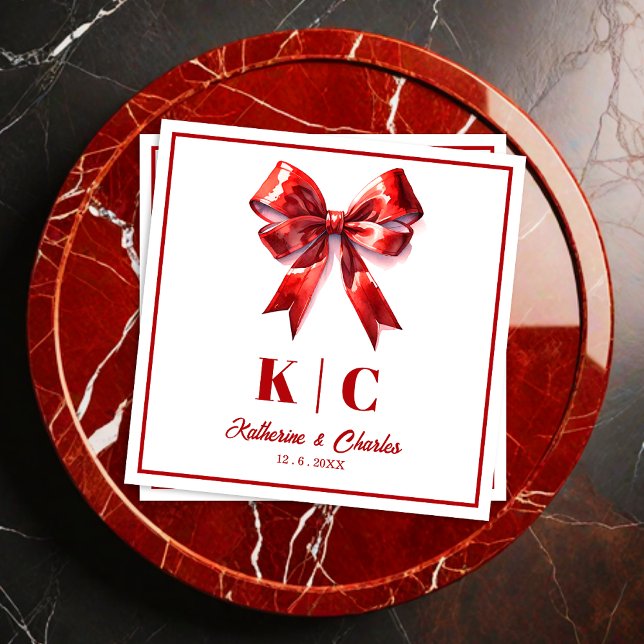 Modern Red Bow Weeding  Napkin (Creator Uploaded)