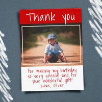 Modern Red Boy Photo Birthday Thank you