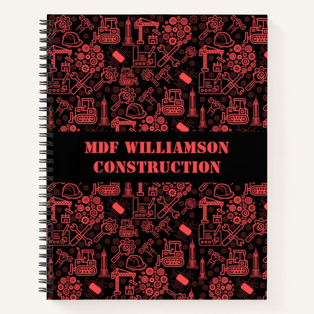 modern red brick Architectural Blueprint Engineer Notebook (Front)