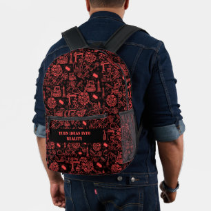 modern red brick Architectural Blueprint Engineer Printed Backpack