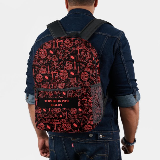 modern red brick Architectural Blueprint Engineer Printed Backpack (Insitu (Model))