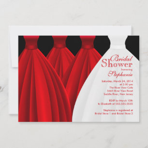 Modern Red Bridesmaids Bride Dress Bridal Shower Invitation