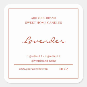 Modern red brown ingredients product square sticker