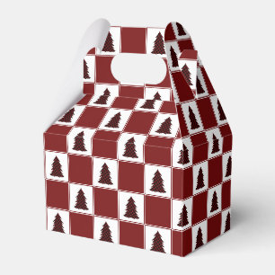 Modern Red Buffalo Plaid Christmas Tree Pattern Favour Box