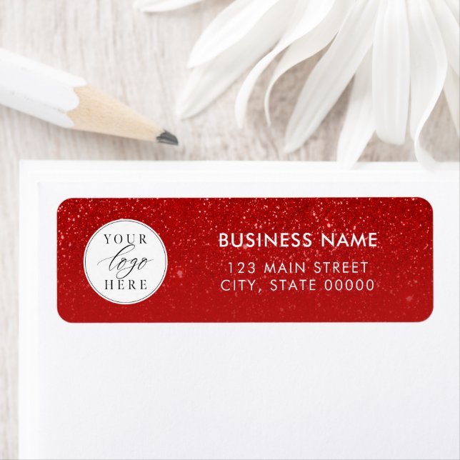 Modern Red Business Logo Christmas Return Address Label (Insitu)