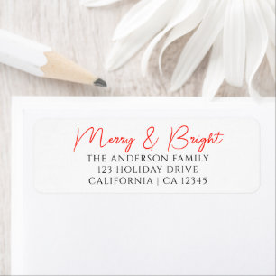 Modern Red Calligraphy Christmas Return Address    Label