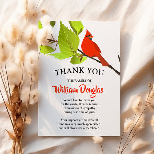 Modern Red Cardinal Funeral Memorial Thank You