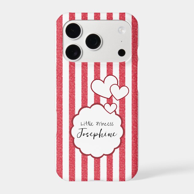 Modern Red Chalk Stripes Background Triple Hearts (Back)