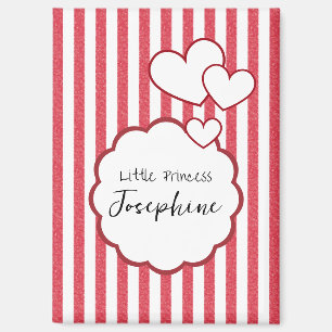 Modern Red Chalk Stripes Background Triple Hearts Magnet