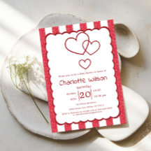 Modern Red Chalk Stripes Vertical Baby Shower