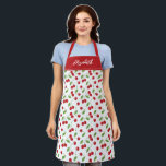 Modern Red Cherry Pattern Baking Apron<br><div class="desc">An elegant personalised cherry pattern baking apron.  Personalise it with your name. Makes a cute gift for a friend. Great for birthdays,  Valentines Day,  etc. Designed for you by Blackberry Boulevard.</div>