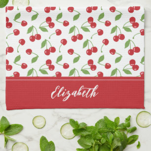 Modern Red Cherry Pattern Baking Tea Towel