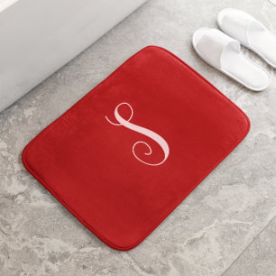 Modern Red Chic and Stylish Custom Monogram Bath Mat