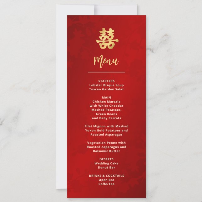 Modern Red Chinese Wedding  Invitation (Front)