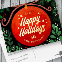 Modern Red Christmas Ball Ornament Botanical