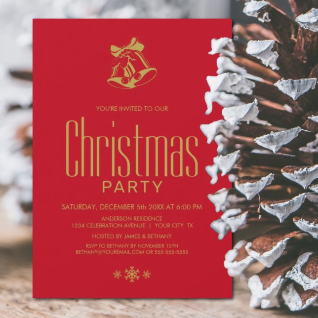 Modern Red Christmas Bells Party Invitation (Creator Uploaded)