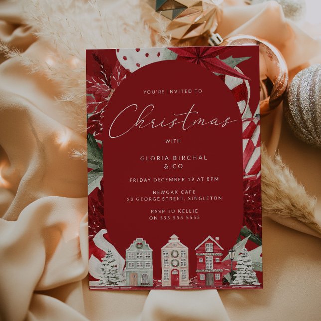 Modern Red Christmas Celebration Party Invitation (Creator Uploaded)