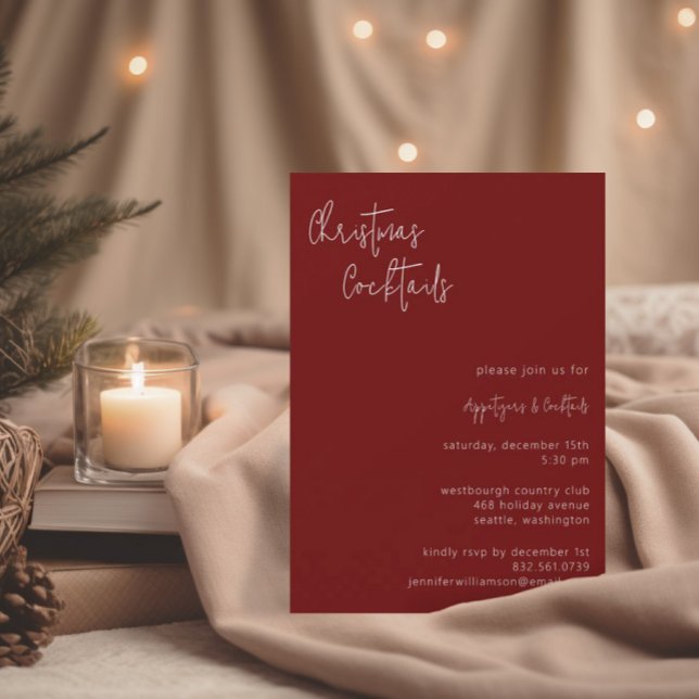 Modern Red Christmas Cocktails | Holiday Party Invitation (Creator Uploaded)