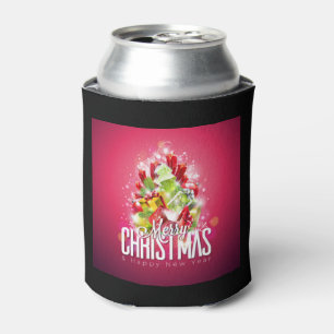 Modern Red Christmas Graphic Design Illustration Can Cooler