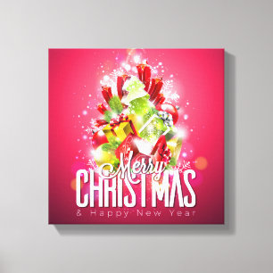 Modern Red Christmas Graphic Design Illustration Canvas Print