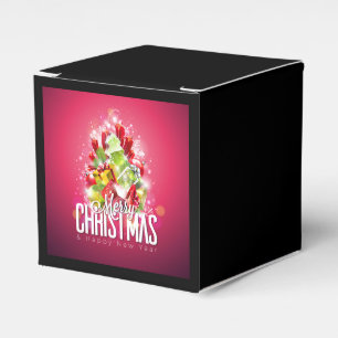 Modern Red Christmas Graphic Design Illustration Favour Box