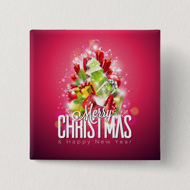 Modern Red Christmas Graphic Illustration 15 Cm Square Badge (Front)
