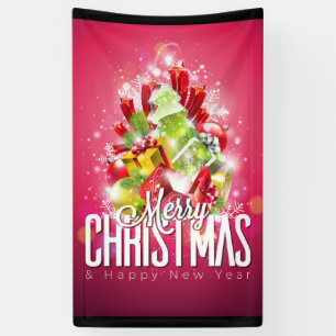Modern Red Christmas Graphic Illustration Banner