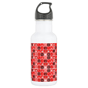 Modern Red Christmas Grid Pattern Minimalist 532 Ml Water Bottle