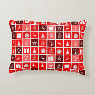 Modern Red Christmas Grid Pattern Minimalist Decorative Cushion