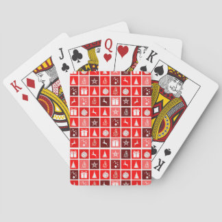 Modern Red Christmas Grid Pattern Minimalist Playing Cards