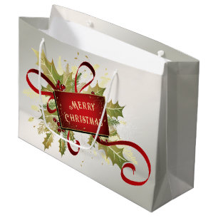 Modern Red Christmas Holiday Gift Bag