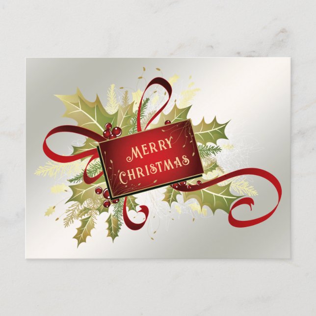 Modern Red Christmas Holiday Postcard (Front)