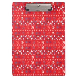 Modern Red Christmas Holiday snowflake pattern Clipboard