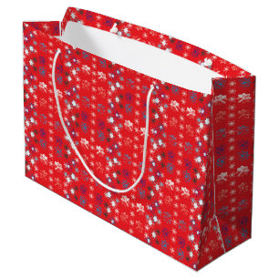 Modern Red Christmas Holiday snowflake pattern Large Gift Bag