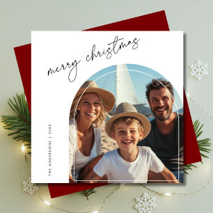 Modern Red Christmas Nautical Beach Arch Photo Holiday Card