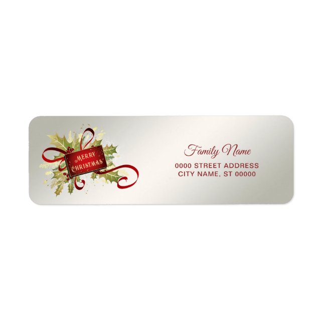 Modern Red Christmas Return Address Lab Label (Front)
