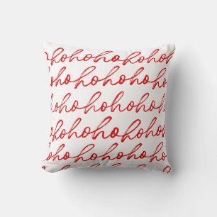 Modern Red Christmas Script Pattern Cushion