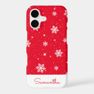 Modern Red Christmas Snowflake Stars Pattern