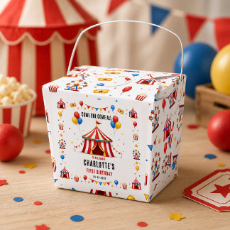 Modern Red Circus Ticket 1st Birthday | Any Gender Favour Box