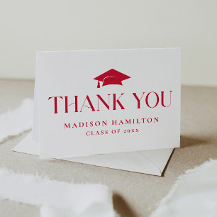 Modern Red Class of 2025 Graduation Thank You Card