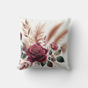 Modern red color rose flower with pampas grass cushion