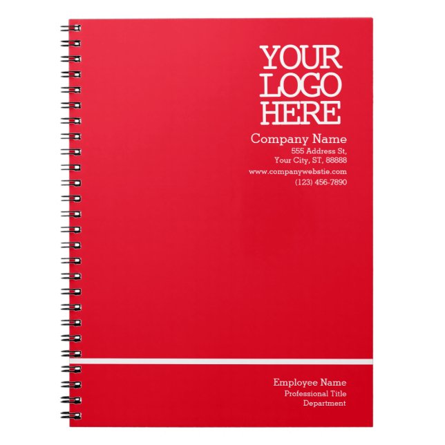 Modern Red Company Logo | Personalised Employee Notebook (Front)